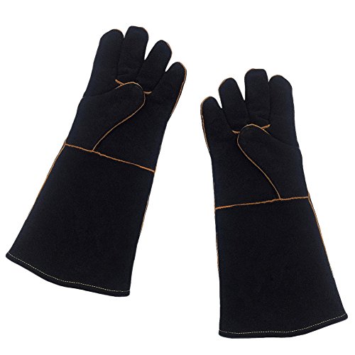 Welding Gloves Extreme Heat Resistant - BBQ Grill Baking Gloves Oven Mitts Cowhide Welder Gloves - Wear Resistant Durable - Perfect for Fireplace, Oven, Welding, Stove, Mig, Gardening - Thumbnail 2