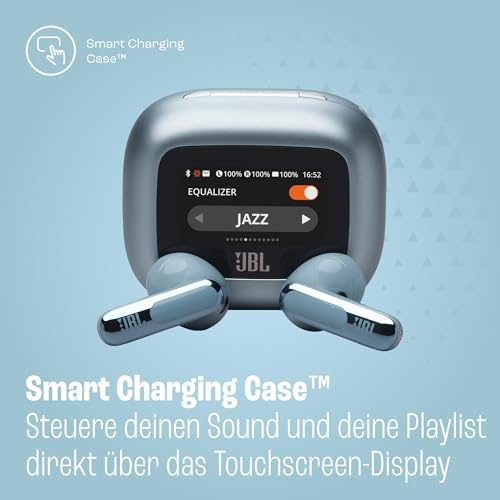 Live Flex 3, Wireless Earbud-Kopfhörer mit Bluetooth, 50 Stunden Akkulaufzeit, True Adaptive Noise Cancelling und hochauflösendem JBL Signature Sound, IP54 wasserfest, mit Ohrstöpseln, Blau