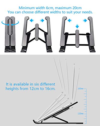 aifulo Laptop Stand, Adjustable Notebook Stand, Portable Foldable Cooling Desktop Laptop Holder Riser Mount Compatible with Laptop, Notebook Computer, Tablet, Kindle