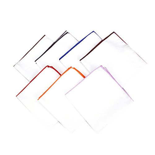 Solid White Border Cotton Mens Fashion Pocket Square For Suits Hankies