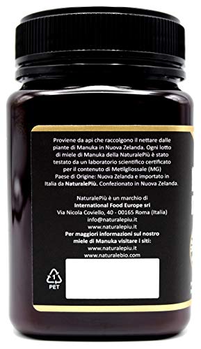 NaturalePiù Manuka-Honig 800+ MGO â 500g Manuka Honey â Qualitätsprodukt hergestellt in Neuseeland â Von akkreditierten Laboratorien getestetes Methylglyoxal – Bild 5