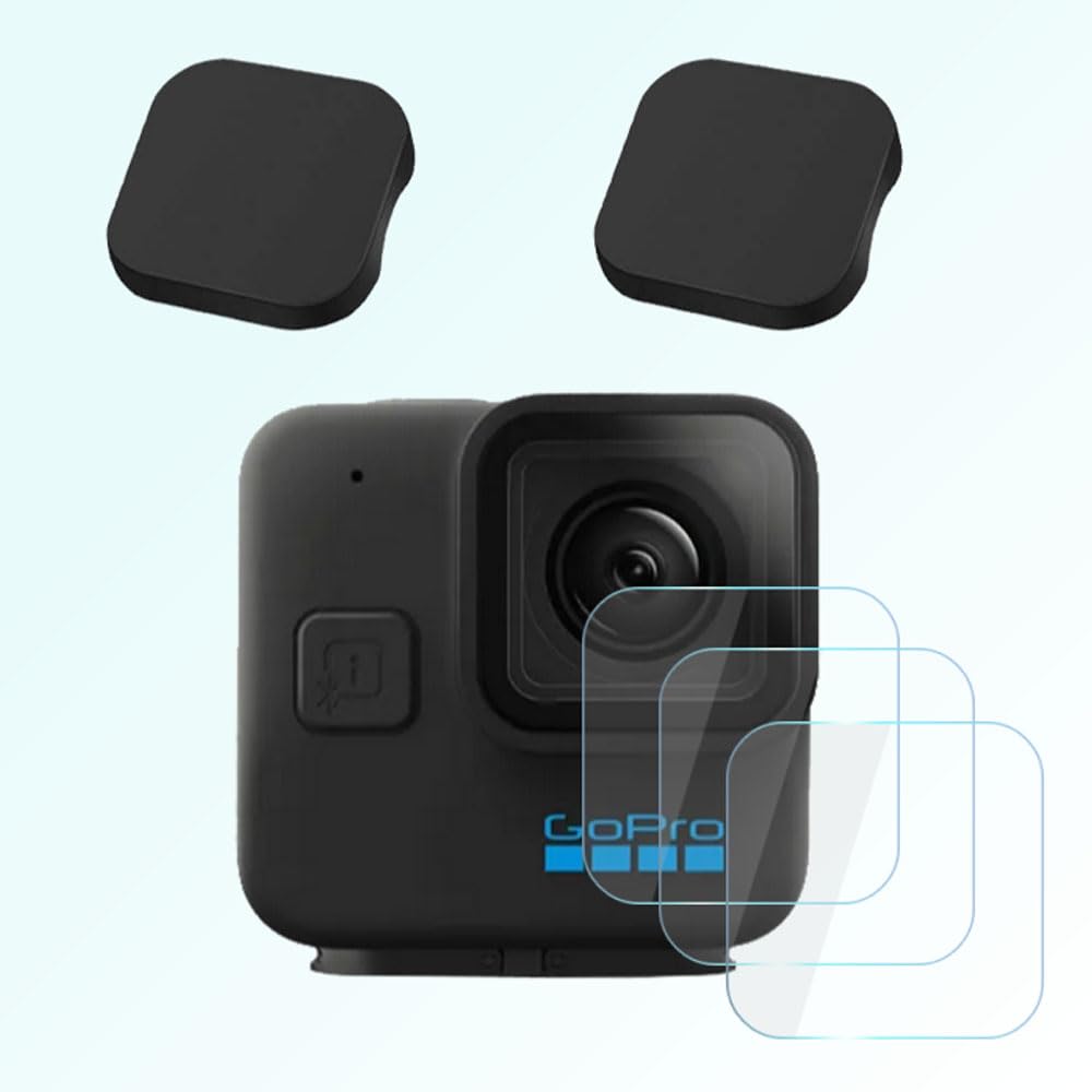 Photo 1 of iDaPro Lens Protector for Gopro Hero 11 Hero11 Mini Black + Lens Cover Cap [3+2 Pack] Tempered Glass for Go pro Hero 11 Mini Easy Installation