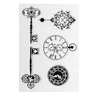 Haayward Transparent PVC Stamps Seal Vintage Key Clock DIY Scrapbooking Photo Album Decor