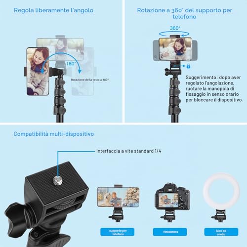 Victiv Smartphone Tripod Aluminium 172 cm, Smartphone Kickstand with Remote Control and Mobile Phone Holder, Selfie Stick Tripod Compatible with iPhone 17/16/15/14/13/12 Pro Max