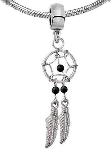 Silver Dream cather charm with Genuine Stone beads - various colors