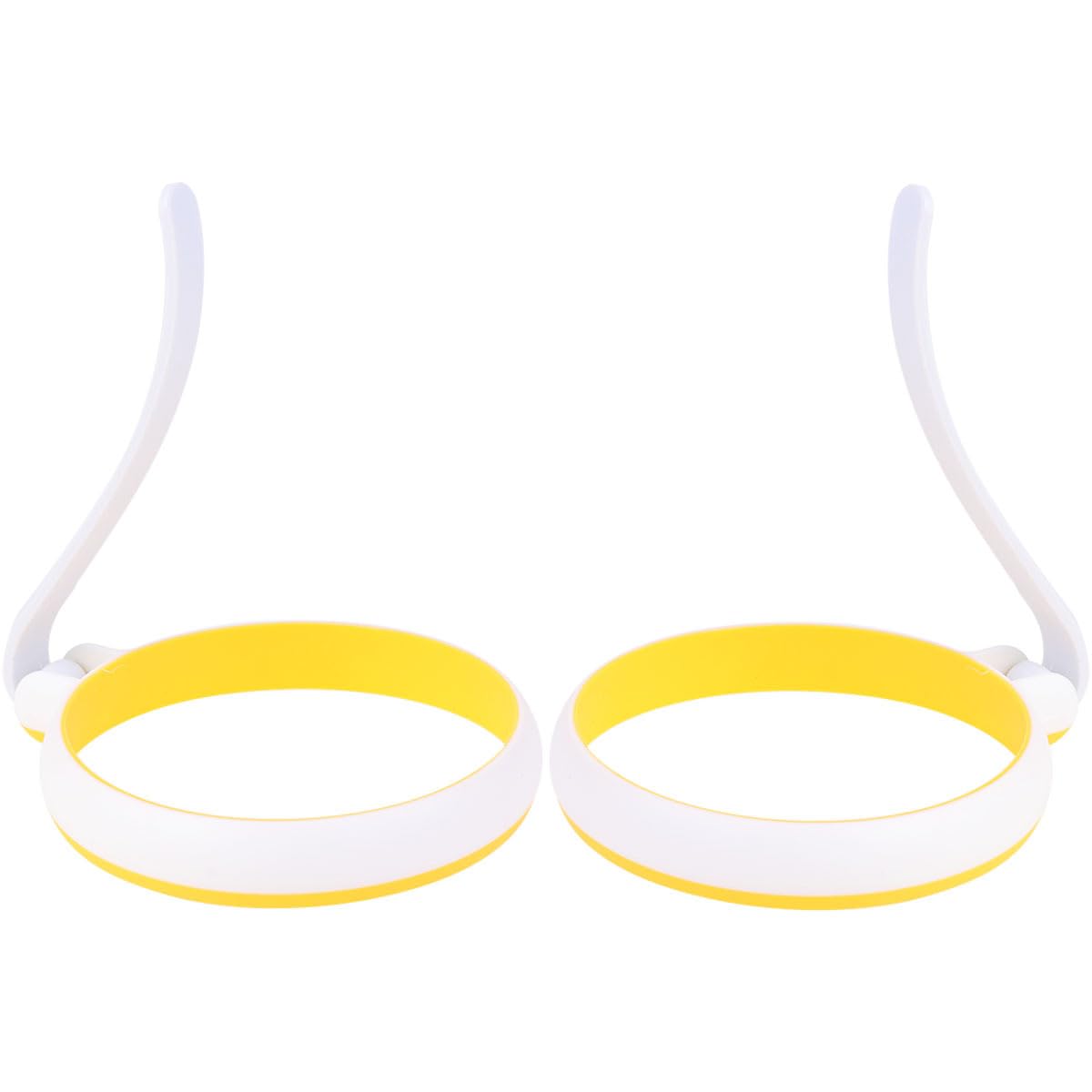 Alipis 2pcs Silicone Egg Ring with Handle, Yellow and White, Round, Non-Stick, Oven Safe, Dishwasher Safe