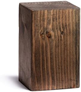 Stone Candles Ebony Wood Block Candle Holder, 3.5-Inch by 5.5-Inch