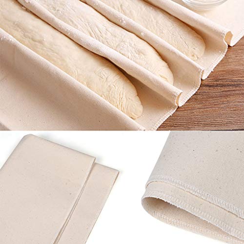 Rolin Roly 2 Pieces Reusable Fermented Dough Cloth Nature Cotton Pastry Proofing Cloth Baker's Couche for French Baguette Loaves,Bread (45x36cm,25x75cm) - Thumbnail 2
