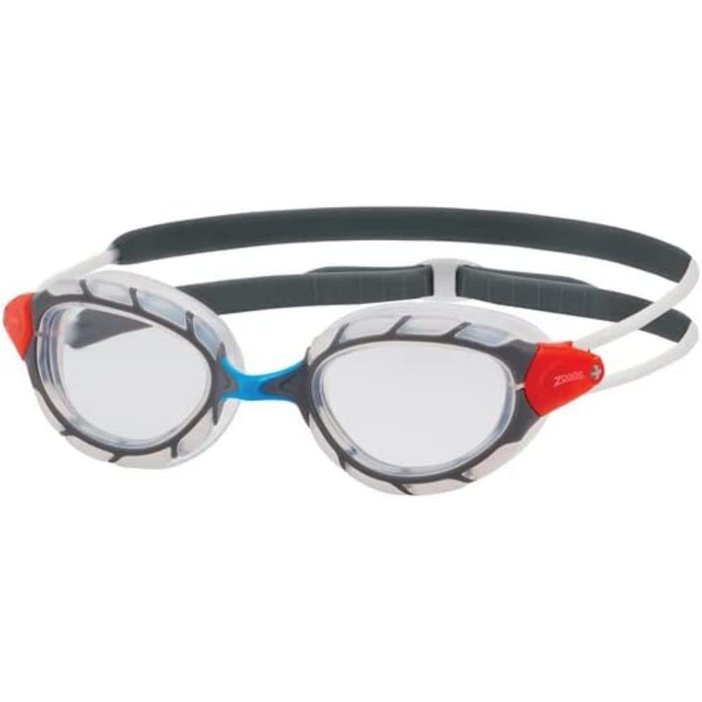 Zoggs Predator Swim Goggles, UV Protection, Quick Adjust Straps, Fog Free Lenses, Ultra Fit, Clear/Grey/Clear - Smaller Fit