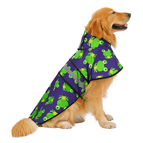 HDE Dog Raincoat Hooded Slicker Poncho for Small to X-Large Dogs and Puppies Frogs - XL