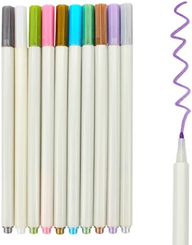 Huhuhero Metallic Makers Pen Set, Art Fine Tip Metallic Colored Pen Supplies for Card Making, Scrapbooking Crafts, Rocks Painting, DIY Photo Album, Coloring Books, 10 Colors