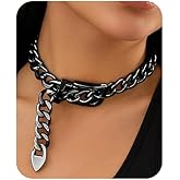 XUENMB Cuban Link Chain Necklace Punk Belt Buckle Shaped Chunky Choker Necklace Statement Thick Chain Necklace Jewelry Gifts for Women Men