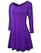 BELAROI Women's Plus Size Dress Fall Casual Swing 3/4 Sleeve T Shirt Loose Tunic Dress (2X, Deep Purple)