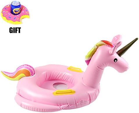 Loveyikee Inflatable Float Swimming Seat Boat Raft Unicorn Swim Ring Perfect for Summer Play Beach Toys for Baby Kids (Pink)