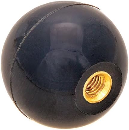 DimcoGray 35mm Dia., M12x1.75 Brass thds., Black Phenolic Plastic Ball Knob - Metric (1 Each)
