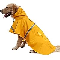 OCSOSO Pet Dog Slicker Raincoat Gear Brite Rain Jackets Dog Cat Hooded with Reflective Band (Yellow, XL Back: 23.6"(60cm))