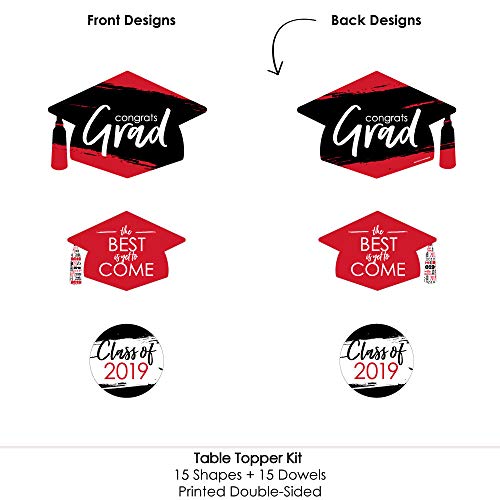 3 Red+Grad+Graduation+Centerpiece+Toppers