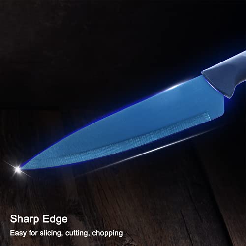 Blue Professional Kitchen Knife Chef Set, Kitchen Knife Set Stainless Steel, Kitchen Knife Set Dishwasher Safe with Sheathes