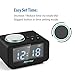 Reacher Digital Alarm Clock Radio with Dual USB Charger Port Dual Alarm Dimmer Snooze Indoor Thermometer and Outlet Powered for iphone Phone Bedside Bedroom Desktop Home Office