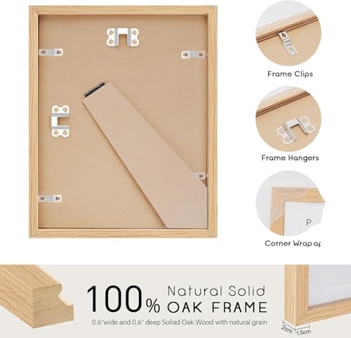 Last Page® Oak Wood Picture Frams - Minimalist A4 Oak Wood Frames, 21 * 29.7cm Picture Frame Wood, Natural Solid Wooden Picture Frames for Wall Art Photo and Prints(1 Pack) (A4)