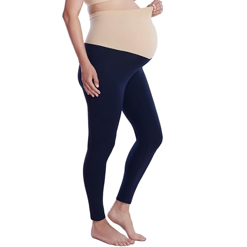Motherhood Maternity Women's Maternity Essential Stretch Full Length Secret Fit Belly Leggings, Navy, Medium