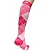 Men/Women Knee High Compression Socks Large Argyle Pink