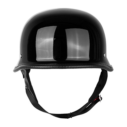 PanelTech Adult Motorcycle Gloss Black DOT Half Face German Helmet Chopper Cruiser Biker (M) - Thumbnail 4