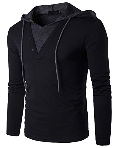 Slim Fit Men's Hooded Henley Shirt Buy Blue Tshirts For Men