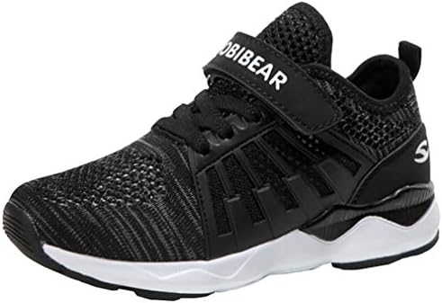 VECJUNIA Boy's Girl's Outdoor Sports Shoes Anti-Slip Platform Hook-and-Loop Durable Hiking Shoes (Black, 13.5 M US Little Kid)