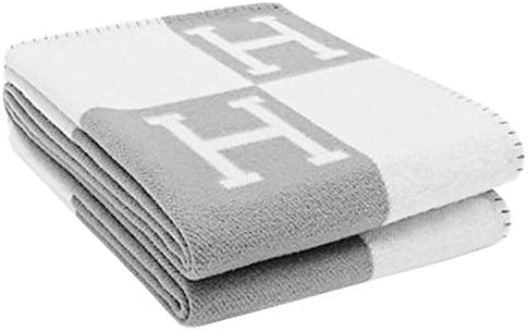 Emoji Fun Slippers Initial Letter H Knitted Throw Blanket Grey Throws and Blankets for Sofa 55"x63"
