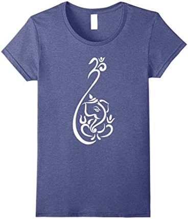 Womens Cute OM- Hindu Elephant God Ganesha Ganpati T-shirt Large Heather Blue