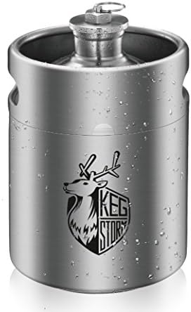 KEG STORM 18/8 Stainless Steel Keg Homebrew Craft Pressurized Mini Keg Style Beer Growler Beer Kegging Equipment Portable for Outdoor Sports Camping Hiking Cycling Silver (64oz)