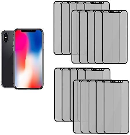 20PK- Reliable and Long Lasting Privacy Screen Protector for Apple iPhone X by SkylerShield, Scratch Proof Anti Spy 3D Full Cover Tempered Glass Screen Protector for Apple iPhone X, iPhone 10