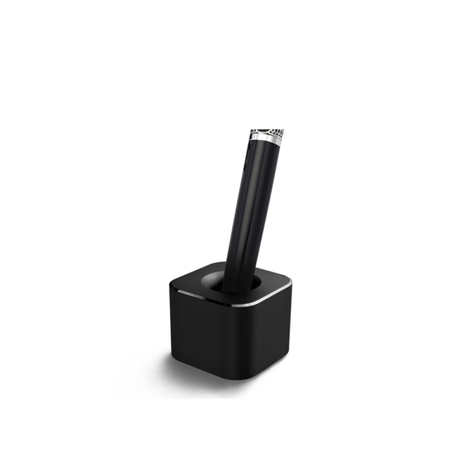 TopHomer Mini Pen Holder For Desk Aluminium Alloy Pen Stand Single Pencil Holder Base Desktop Creative Ornament, Desktop Organizer for Office School Home, Toothbrush Holder 1PCS Black