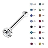Steel Crystal CZ Gem Nose Bone Stud Ring Body Piercing 18 Gauge