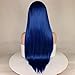 Blue Lace Front Wig with Natural Hairline, Middle Part Full Density Silky Synthetic Long Straight Blue Wigs For Women 28 inches