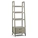 SIMPLIHOME Sawhorse SOLID WOOD 72 inch x 24 inch Modern Industrial Ladder Shelf with Storage in Distressed Grey with 2 Drawers and 4 Shelves, for the Living Room, Study and Office