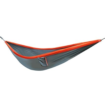 PVS Outdoor Parachute Nylon Cloth Camping Portable Double Person Hammock 300 * 200 cm-Gray+Orange