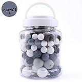 Silicone Teething Beads Round Chewable (12-20mm) 200pcs DIY Necklace Bracelet Baby Pacifier Chain Jewelry Components Bottle BPA Free-Black and White