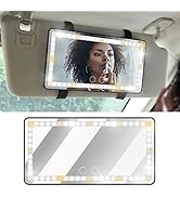 Huicocy Car Vanity Mirror with 60 Leds & 3 Light Modes & Touch On Screen, Rechargeable Car Visor ...