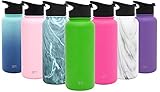 Simple Modern 32 Ounces Summit Water Bottle + Extra Lid - Vacuum Insulated Wide Mouth Almost One Liter 18/8 Stainless Steel Flask - Green Hydro Travel Mug - Candy Apple
