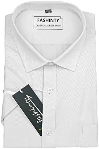 FASHINTY Men's Classical Oblique Stripe Short Sleeve Dress Shirt SE