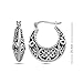 LeCalla Sterling Silver Jewelry Oxidized Polished Electroforming Puffy Filigree Bali Hoop Earrings for Women Teen