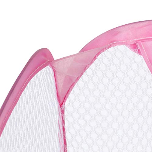 Portable, Durable Handles, Laundry Basket Pop Up Mesh Bin Tidy Storage Foldable Cloth Washing Bags Hamper 2Pcs (Pink)