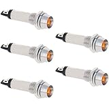 Othmro Neon Indicator XD8-1 Signal Indicator 220V Yellow Light 8mm Mounting Hole Diameter 36mm Length 5PCS