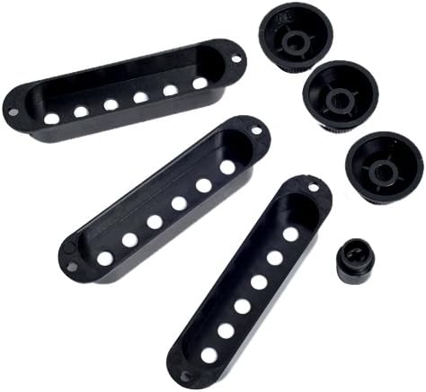 1set of Guitar Switch Knob Tip Pickup Cover Black for Fender Replacement