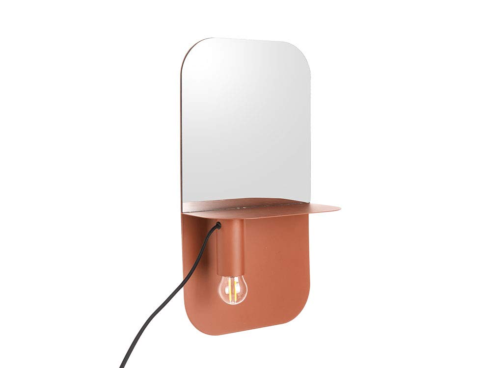 PT Living Wall Lamp Plate Iron Matt Brown, Including Mirror