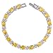RIZILIA Oval Cut Simulated Yellow Citrine and White Cubic Zirconia 18K White Gold Plated Tennis Bracelet, 7