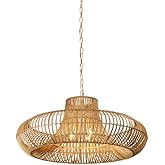 Laite Lumens 20" Handwoven Bamboo Pendant Light - Boho Natural Rattan Chandelier for Living Room/Dining Room/Bedroom (2 Light