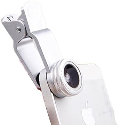 Universal Type Camera Lens Kit Professional 3in1 Lens 0.67x Macro Lens + 0.67x Wide Angle Lens + 180° Fisheye Lens for iPhone Samsung Android &amp; Most Smartphones (Lengthen Clip Silver)